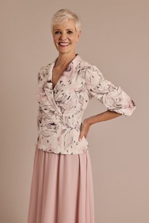 Alex Evenings Floral Print Three-Quarter Sleeve Jacket